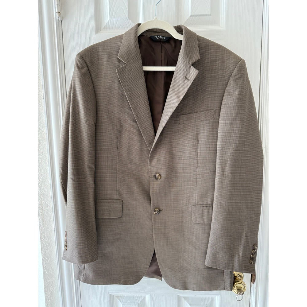 Jos A Bank Houndstooth Blazer Men's Brown Patterned Two Button Sport Coat Jacket